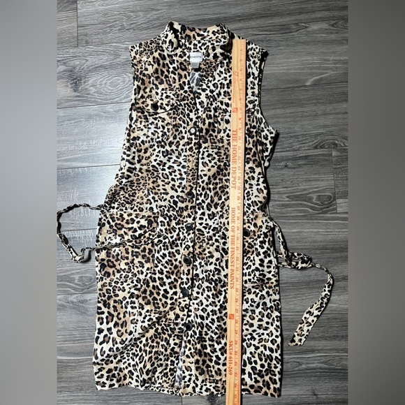 Chico's boho Leopard Print button down sleeveless dress Vacation cruise Medium - Picture 3 of 8